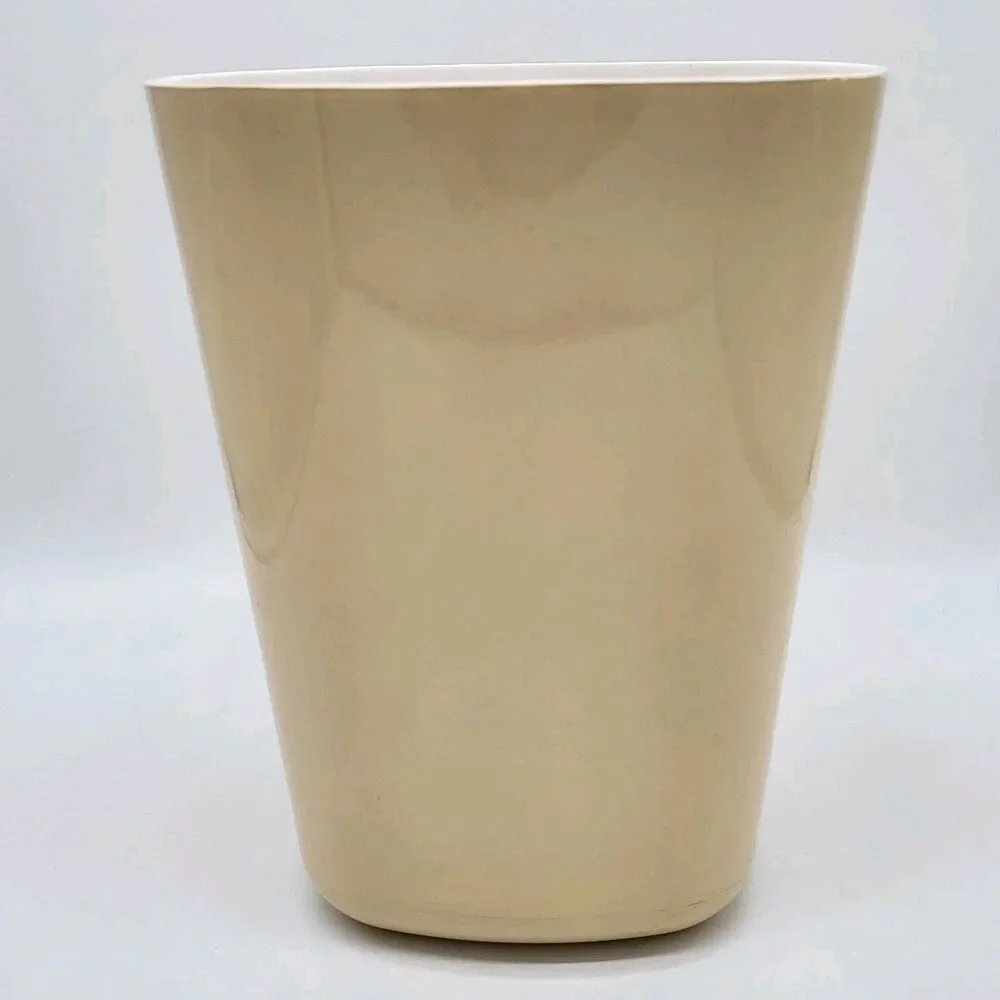 Vtg Andre Richard Japan Waste Basket Almond Tan Retro 7.75